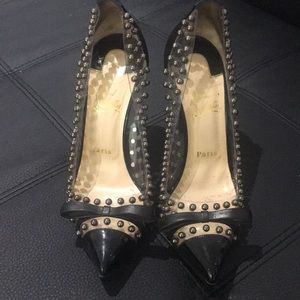 Christian Louboutin clear stud and black heels
